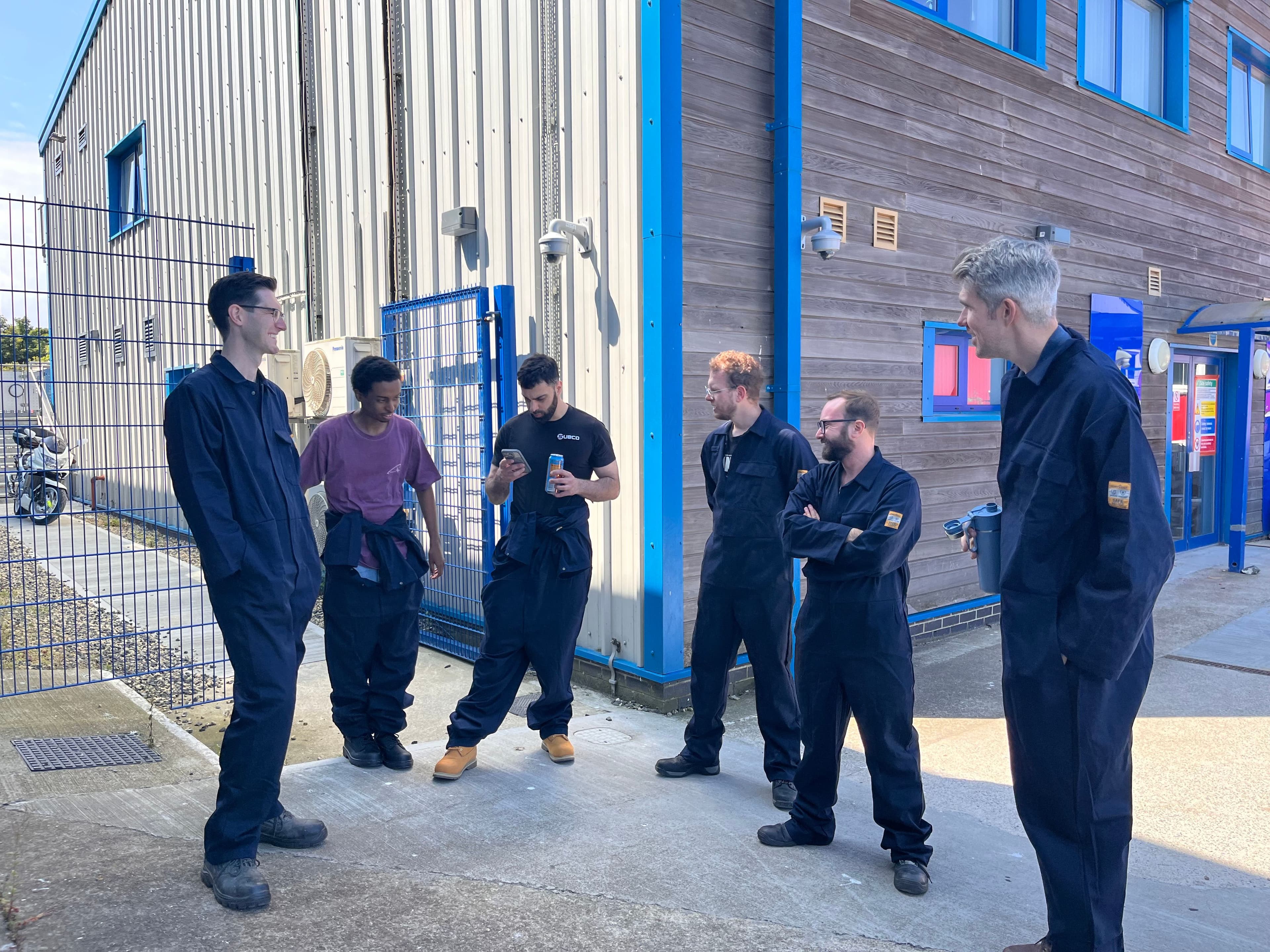 Subco team (minus Richard Ward) on a well earned break and suffering heat exhaustion after welding for 5 minutes