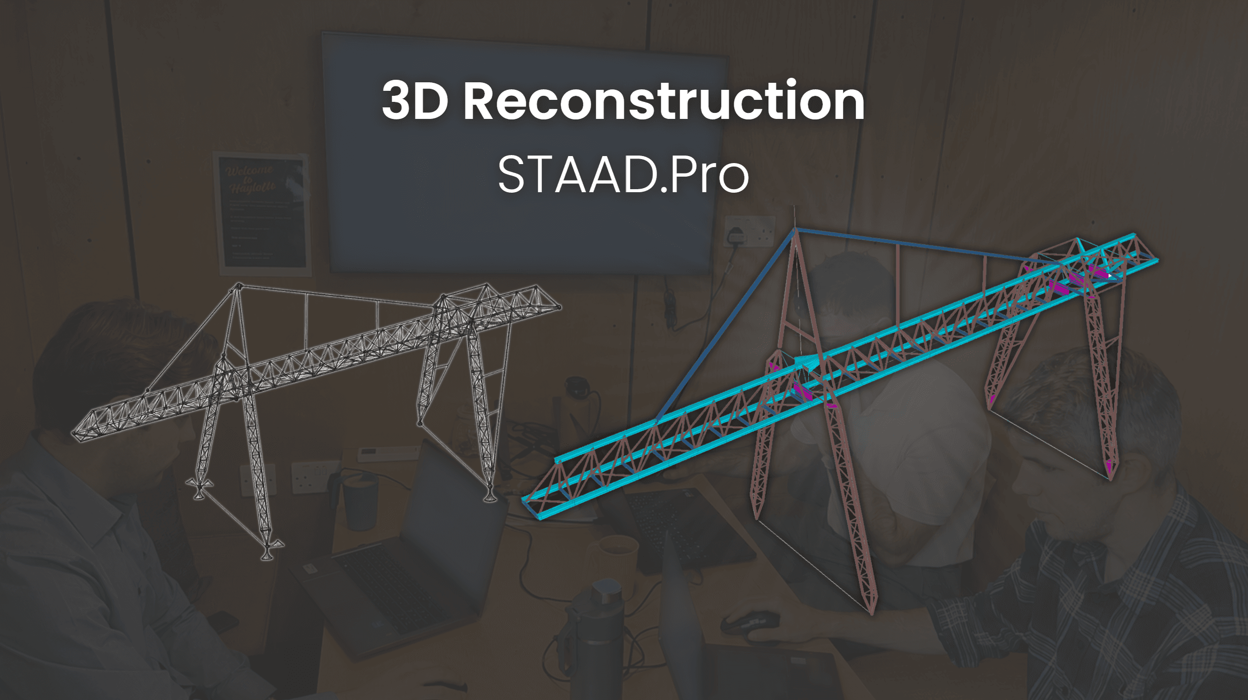 STAAD.Pro 3D structural model of the reconstructed crane, reviewed by Subco engineers