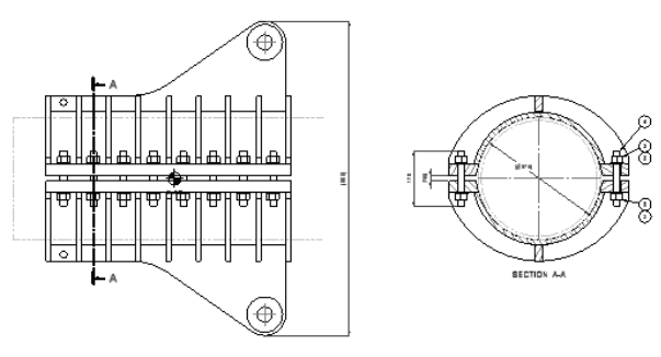 Part of the manufacturing drawing for the clamp design
